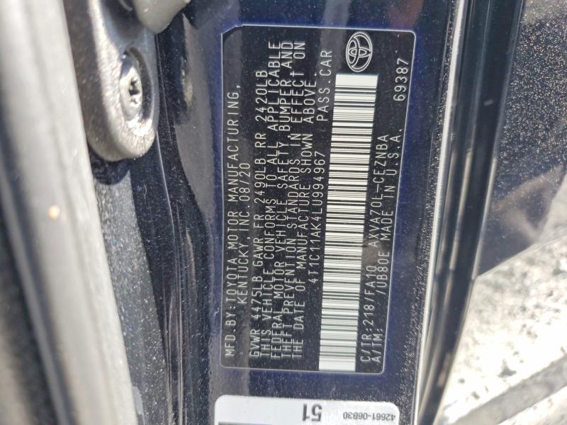 Aukcja sprzedaży 2020 Toyota Camry, vin: 4T1C11AK4LU994967, numer aukcji: 70603146