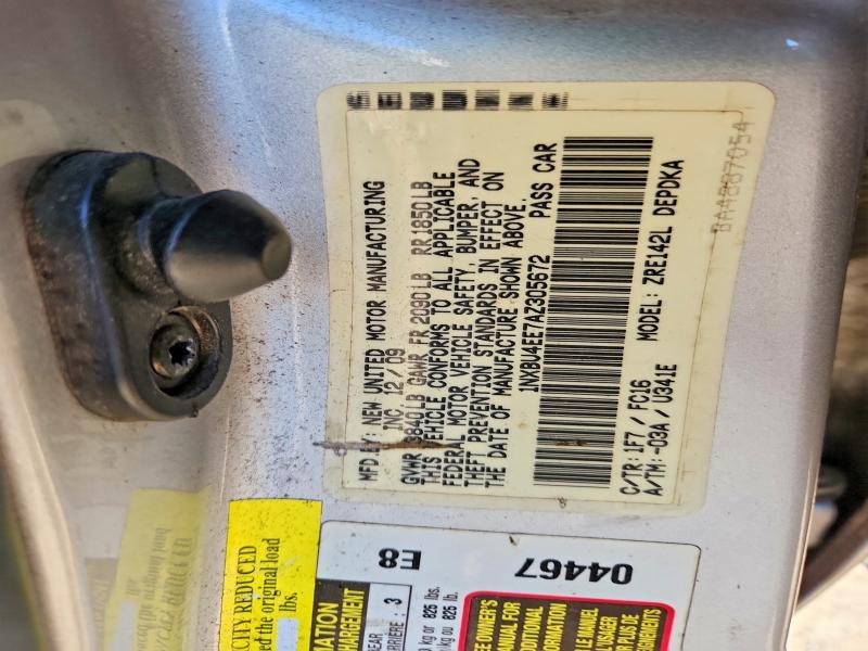 Aukcja sprzedaży 2010 Toyota Corolla, vin: 1NXBU4EE7AZ305672, numer aukcji: 71033996