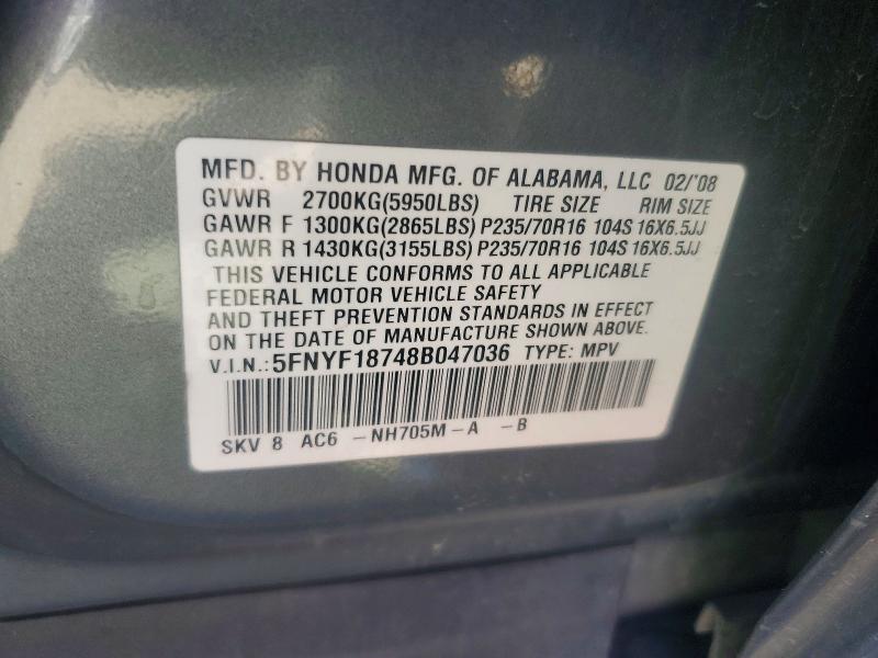 Продаж на аукціоні авто 2008 Honda Pilot, vin: 5FNYF18748B047036, номер лоту: 68983406