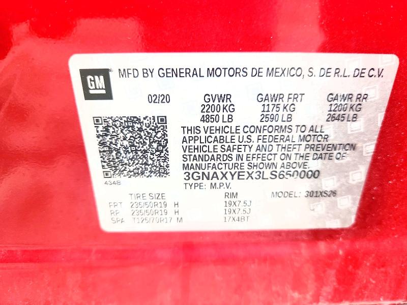 2020 Chevrolet Equinox მანქანა იყიდება აუქციონზე, vin: 3GNAXYEX3LS650000, აუქციონის ნომერი: 69584896