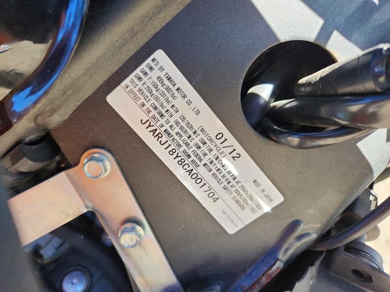 Aukcja sprzedaży 2012 Yamaha Fz6, vin: JYARJ18Y8CA001704, numer aukcji: 67831236
