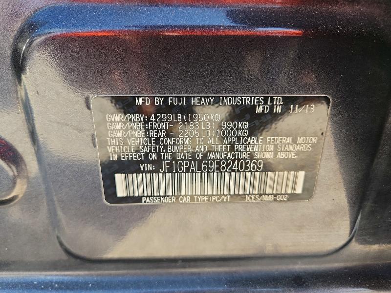 Продажа на аукционе авто 2014 Subaru Impreza, vin: JF1GPAL69E8240369, номер лота: 67077806