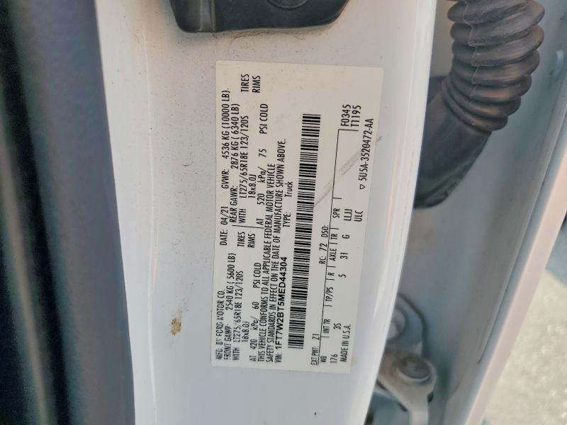 2021 Ford F250 მანქანა იყიდება აუქციონზე, vin: 1FT7W2BT5MED44304, აუქციონის ნომერი: 69614536