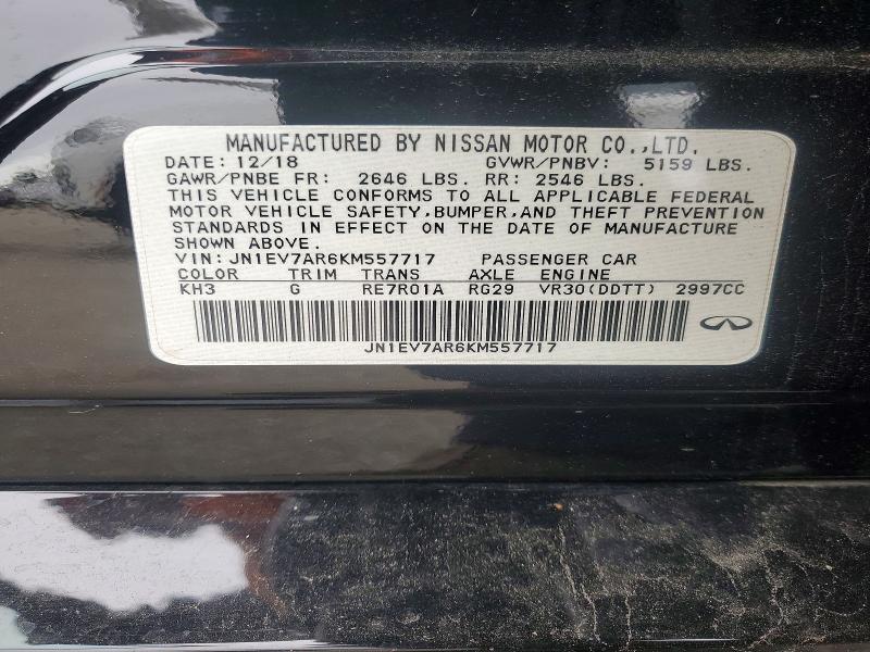 2019 Infiniti Q50 მანქანა იყიდება აუქციონზე, vin: JN1EV7AR6KM557717, აუქციონის ნომერი: 70733556