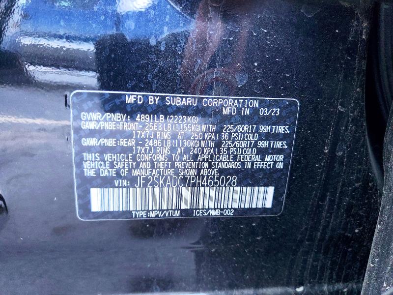 Продажа на аукционе авто 2023 Subaru Forester, vin: JF2SKADC7PH465028, номер лота: 68044086