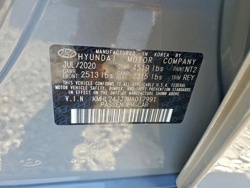 2021 Hyundai Sonata Hybrid მანქანა იყიდება აუქციონზე, vin: KMHL24JJ3MA017991, აუქციონის ნომერი: 69563296