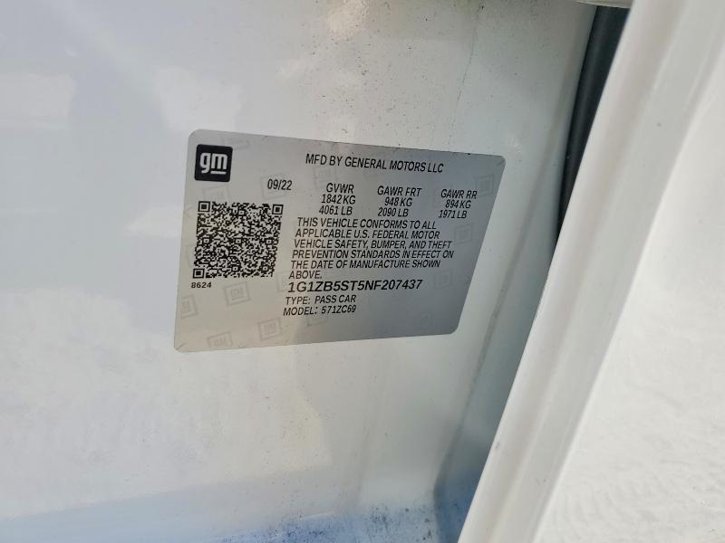 2022 Chevrolet Malibu მანქანა იყიდება აუქციონზე, vin: 1G1ZB5ST5NF207437, აუქციონის ნომერი: 68772056