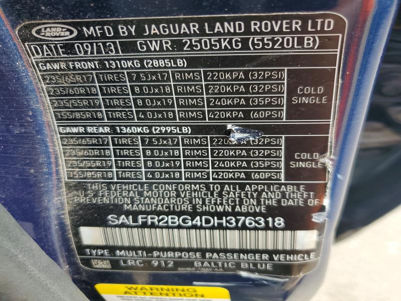 Aukcja sprzedaży 2013 Land Rover Lr2, vin: SALFR2BG4DH376318, numer aukcji: 66558876