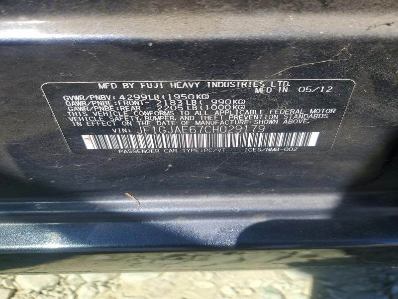Aukcja sprzedaży 2012 Subaru Impreza, vin: JF1GJAE67CH029179, numer aukcji: 67902646