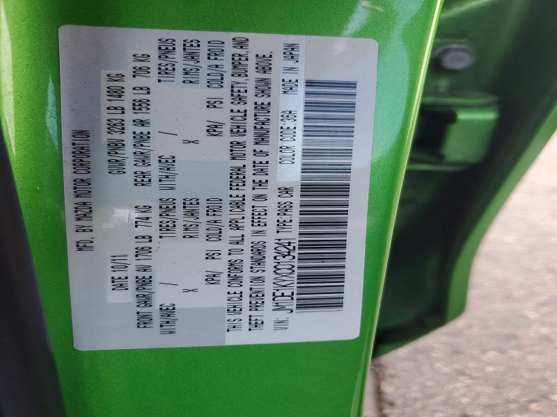 67920226 :رقم المزاد ، JM1DE1KYXC0134241 vin ، 2012 Mazda Mazda2 مزاد بيع