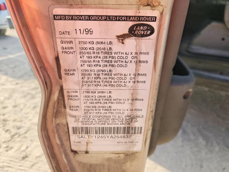 68352156 :رقم المزاد ، SALTY1245YA254832 vin ، 2000 Land Rover Discovery Ii مزاد بيع