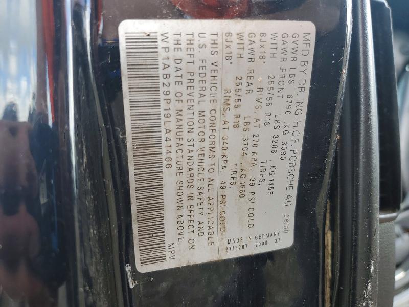 Продаж на аукціоні авто 2009 Porsche Cayenne, vin: WP1AB29P19LA41466, номер лоту: 69024116