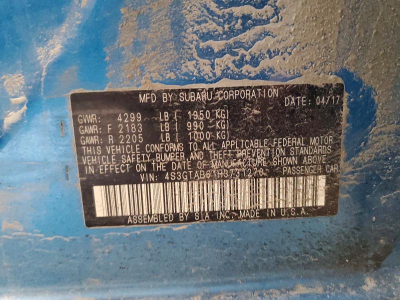2017 Subaru Impreza 4w მანქანა იყიდება აუქციონზე, vin: 4S3GTAB61H3731270, აუქციონის ნომერი: 68075666