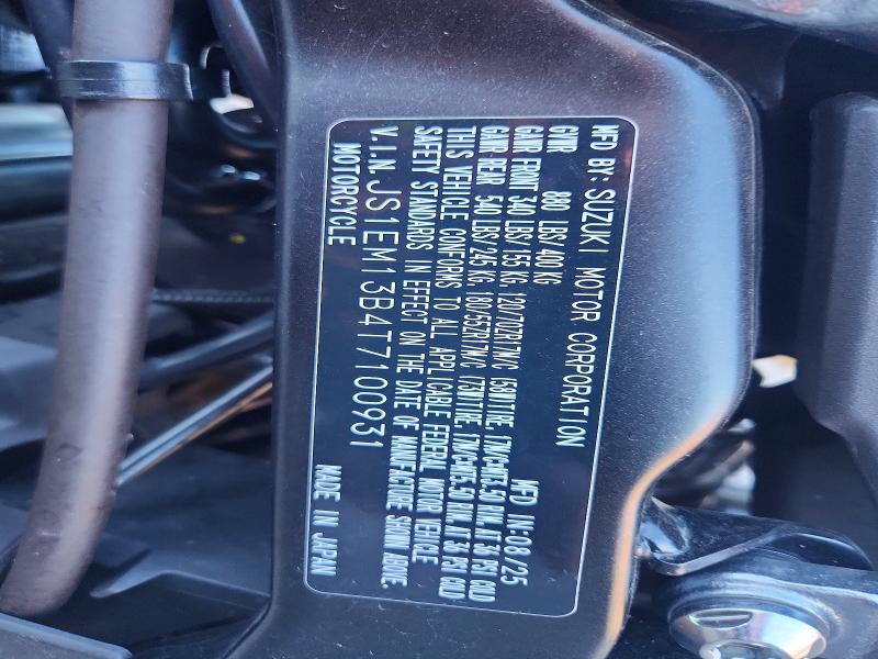 71050006 :رقم المزاد ، JS1EM13B4T7100931 vin ، 2026 Suzuki Gsx800 مزاد بيع