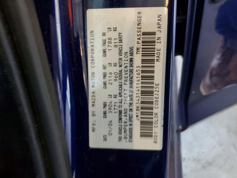 Aukcja sprzedaży 2004 Mazda 3, vin: JM1BK343141141653, numer aukcji: 69021976