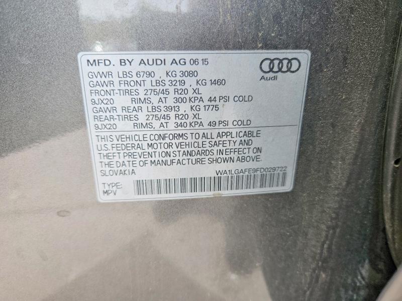 69148556 :رقم المزاد ، WA1LGAFE9FD029722 vin ، 2015 Audi Q7 مزاد بيع