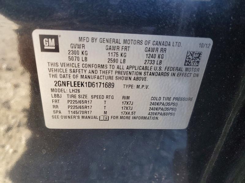 Aukcja sprzedaży 2013 Chevrolet Equinox, vin: 2GNFLEEK1D6171689, numer aukcji: 68815326