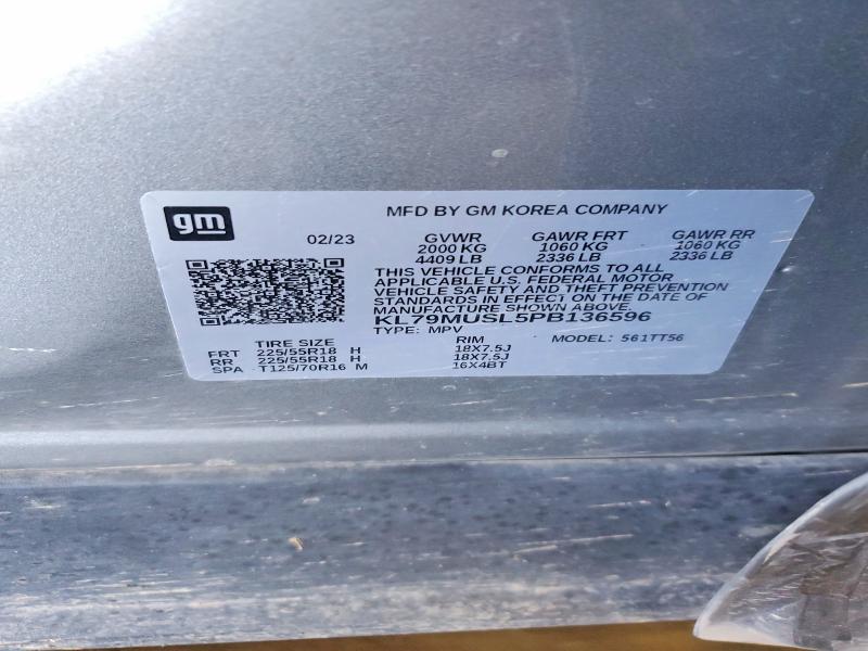 2023 Chevrolet Trailblazer მანქანა იყიდება აუქციონზე, vin: KL79MUSL5PB136596, აუქციონის ნომერი: 68145446