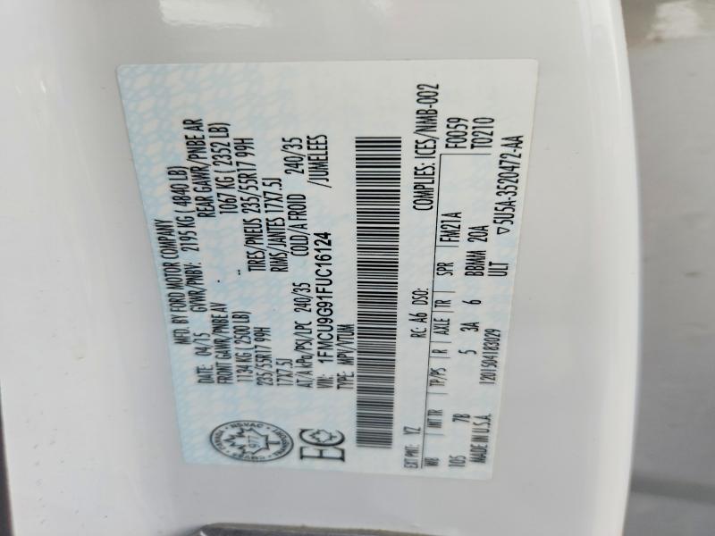 Продаж на аукціоні авто 2015 Ford Escape, vin: 1FMCU9G91FUC16124, номер лоту: 70431726