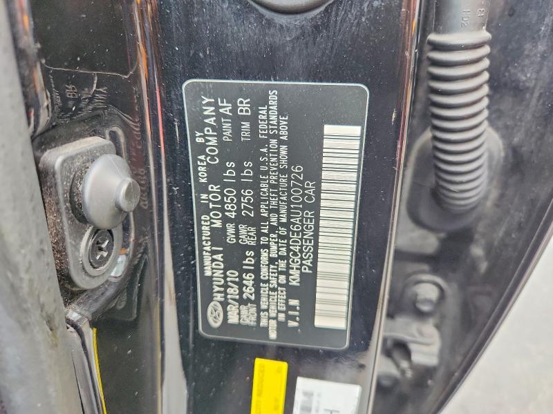 67910536 :رقم المزاد ، KMHGC4DE6AU100726 vin ، 2010 Hyundai Genesis مزاد بيع