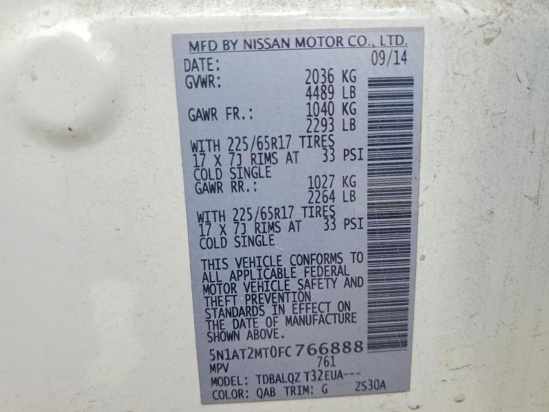 Aukcja sprzedaży 2015 Nissan Rogue, vin: 5N1AT2MT0FC766888, numer aukcji: 70067976