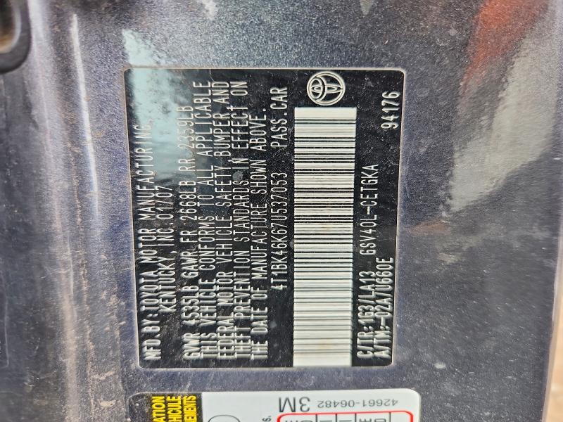 68593286 :رقم المزاد ، 4T1BK46K67U537053 vin ، 2007 Toyota Camry مزاد بيع