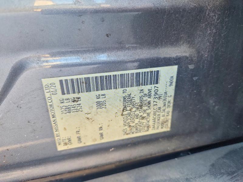 2020 Nissan Maxima მანქანა იყიდება აუქციონზე, vin: 1N4AA6CVXLC373907, აუქციონის ნომერი: 70771706