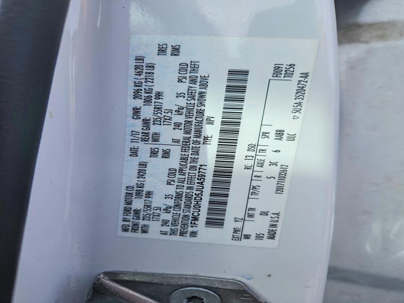 2018 Ford Escape მანქანა იყიდება აუქციონზე, vin: 1FMCU0HD5JUA59771, აუქციონის ნომერი: 68250956
