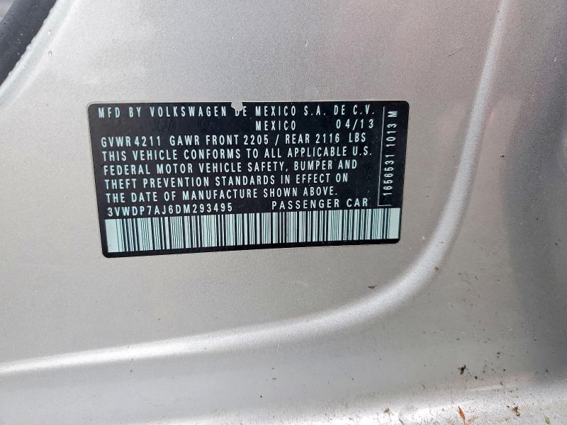 Aukcja sprzedaży 2013 Volkswagen Jetta, vin: 3VWDP7AJ6DM293495, numer aukcji: 70361446