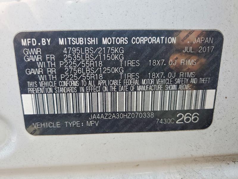 Aukcja sprzedaży 2017 Mitsubishi Outlander, vin: JA4AZ2A30HZ070338, numer aukcji: 68074986