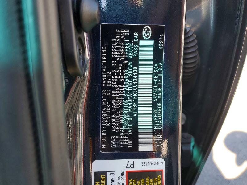 Продажа на аукционе авто 2012 Toyota Camry, vin: 4T1BF1FK3CU134130, номер лота: 69561376