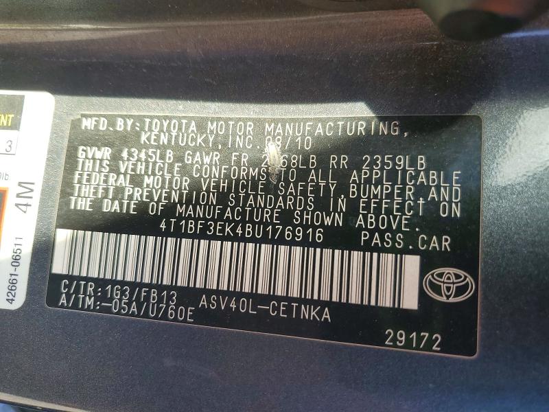 67503586 :رقم المزاد ، 4T1BF3EK4BU176916 vin ، 2011 Toyota Camry مزاد بيع