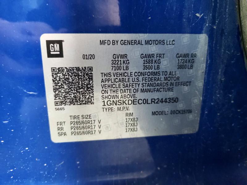 Aukcja sprzedaży 2020 Chevrolet Tahoe, vin: 1GNSKDEC0LR244350, numer aukcji: 69024706