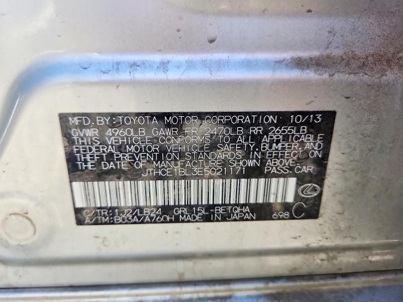 2014 Lexus Gs მანქანა იყიდება აუქციონზე, vin: JTHCE1BL3E5021171, აუქციონის ნომერი: 68053536