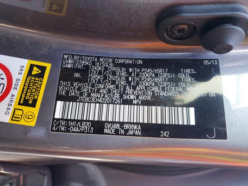 Продаж на аукціоні авто 2013 Toyota Highlander, vin: JTEBC3EH4D2017261, номер лоту: 67851826