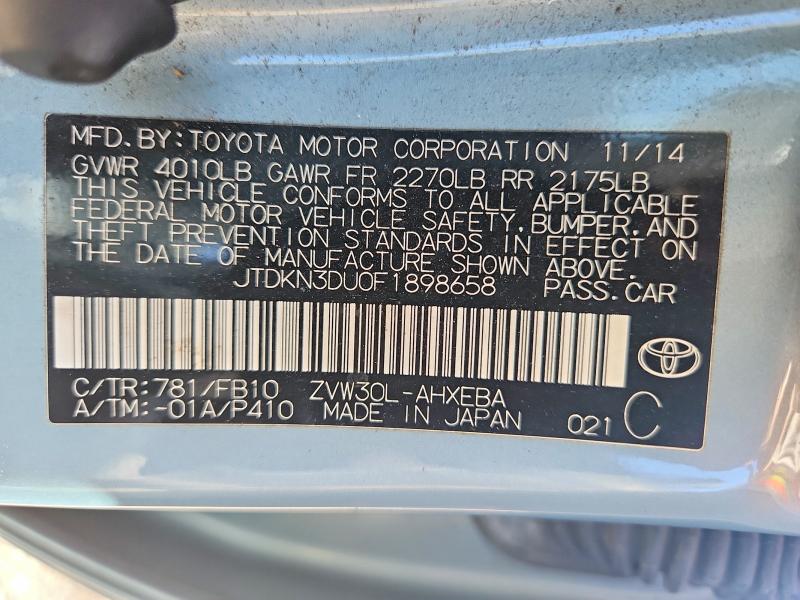 Продаж на аукціоні авто 2015 Toyota Prius, vin: JTDKN3DU0F1898658, номер лоту: 69556166