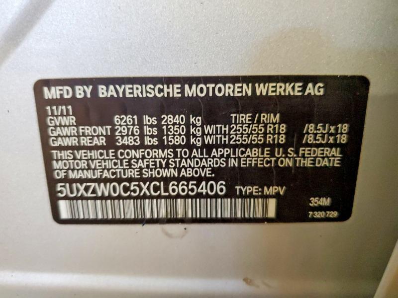 Aukcja sprzedaży 2012 Bmw X5, vin: 5UXZW0C5XCL665406, numer aukcji: 67522476