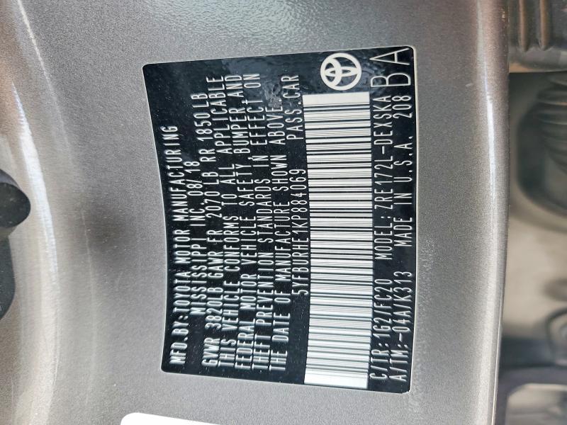 67899286 :رقم المزاد ، 5YFBURHE1KP884069 vin ، 2019 Toyota Corolla مزاد بيع