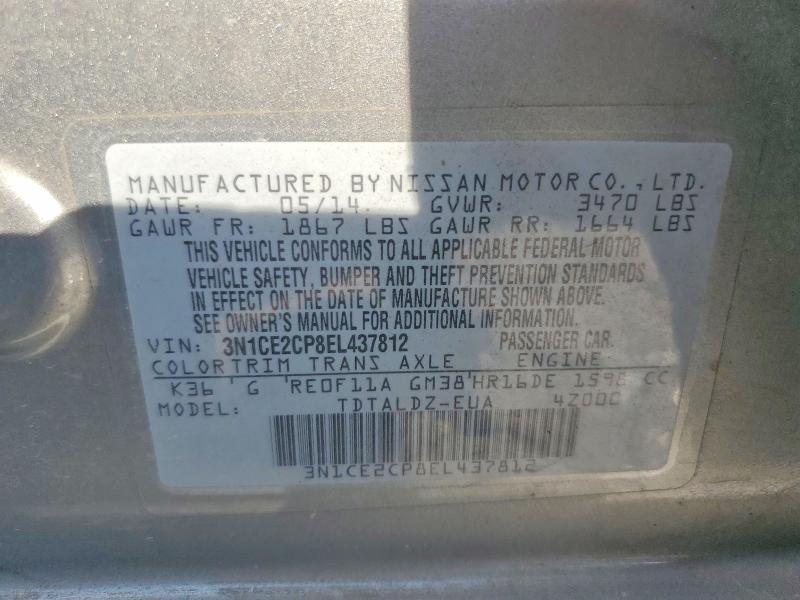 Aukcja sprzedaży 2014 Nissan Versa Note, vin: 3N1CE2CP8EL437812, numer aukcji: 69803736