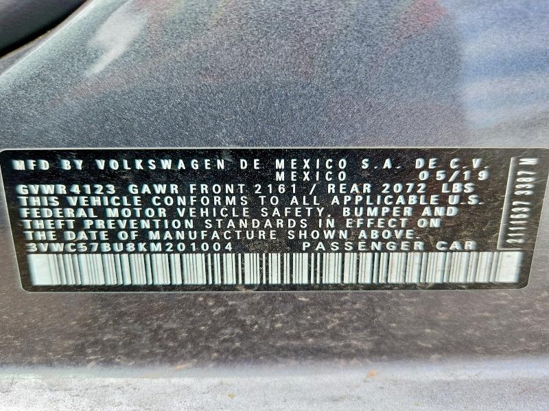 68406406 :رقم المزاد ، 3VWC57BU8KM201004 vin ، 2019 Volkswagen Jetta مزاد بيع