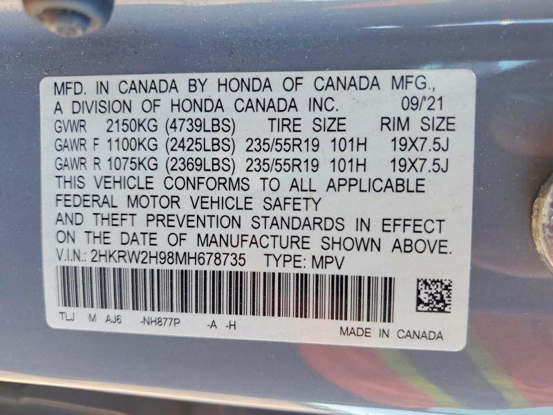 Aukcja sprzedaży 2021 Honda Cr-v, vin: 2HKRW2H98MH678735, numer aukcji: 70621846