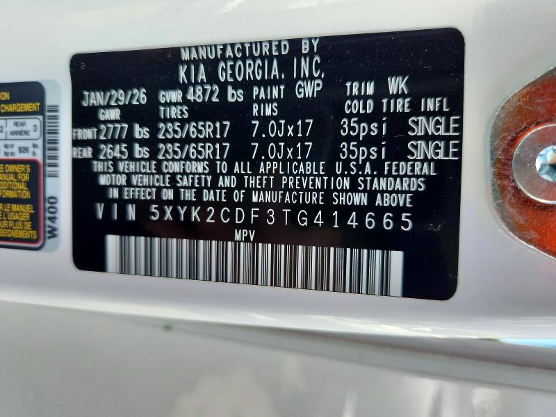 Aukcja sprzedaży 2026 Kia Sportage, vin: 5XYK2CDF3TG414665, numer aukcji: 68962996