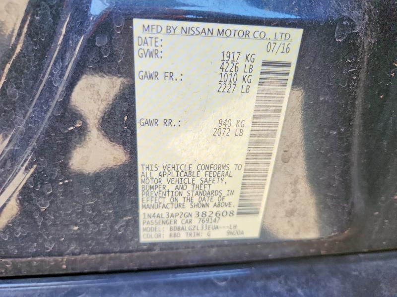68300526 :رقم المزاد ، 1N4AL3AP2GN382608 vin ، 2016 Nissan Altima مزاد بيع