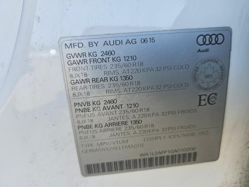 Aukcja sprzedaży 2016 Audi Q5, vin: WA1L2AFP1GA010200, numer aukcji: 65318276