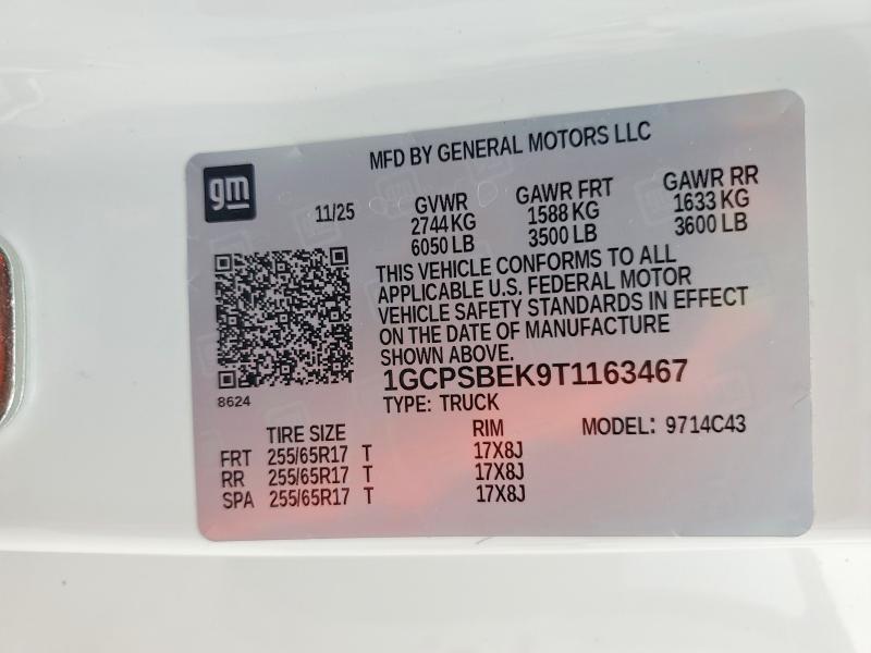 Продаж на аукціоні авто 2026 Chevrolet Colorado, vin: 1GCPSBEK9T1163467, номер лоту: 69555456