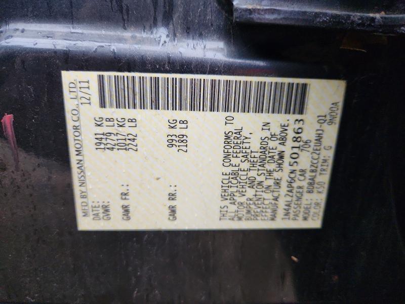 Aukcja sprzedaży 2012 Nissan Altima, vin: 1N4AL2AP6CN501863, numer aukcji: 68040256