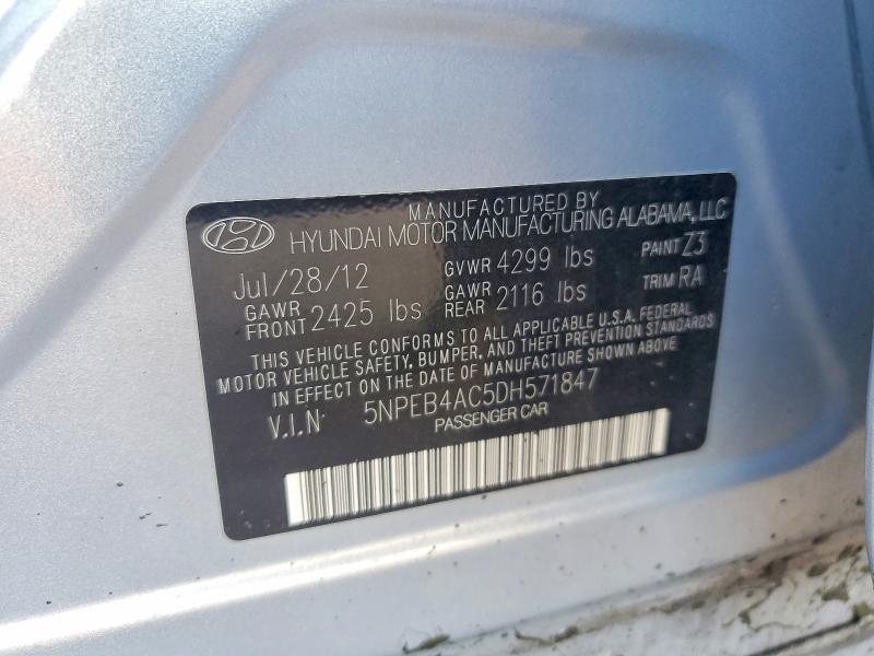 2013 Hyundai Sonata მანქანა იყიდება აუქციონზე, vin: 5NPEB4AC5DH571847, აუქციონის ნომერი: 67549446