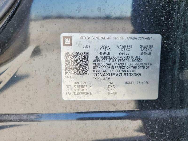 Продажа на аукционе авто 2020 Chevrolet Equinox, vin: 2GNAXUEV7L6103365, номер лота: 67313836