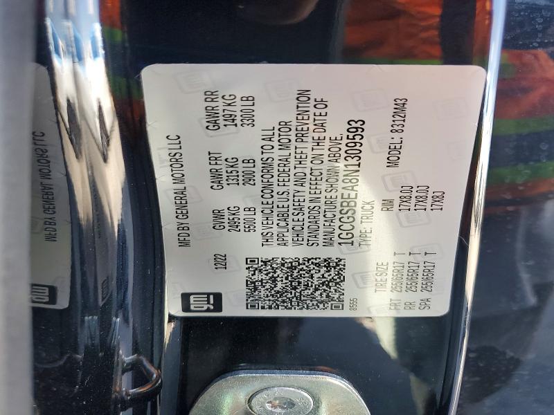 68636806 :رقم المزاد ، 1GCGSBEA8N1309593 vin ، 2022 Chevrolet Colorado مزاد بيع