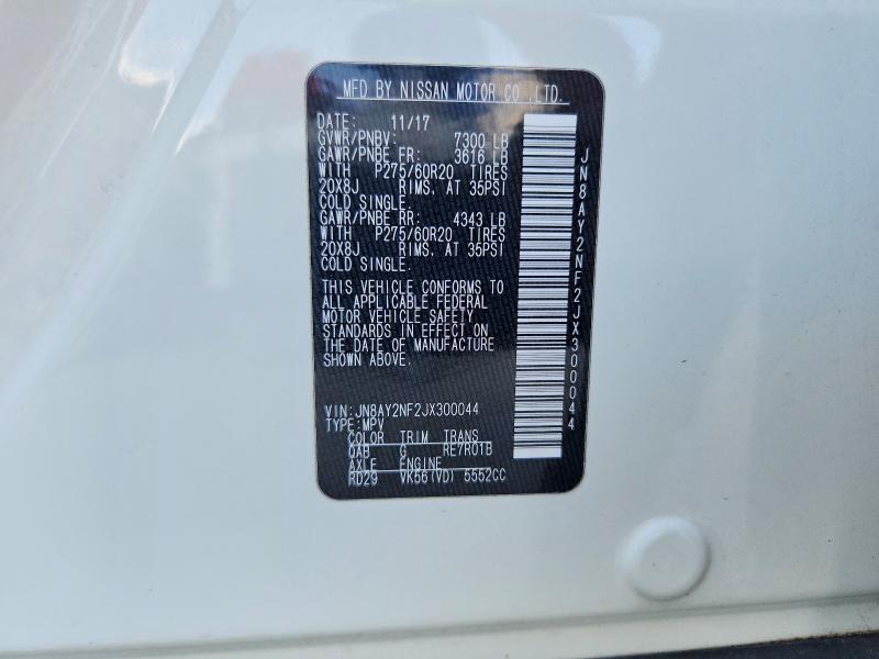 Продажа на аукционе авто 2018 Nissan Armada, vin: JN8AY2NF2JX300044, номер лота: 69352346